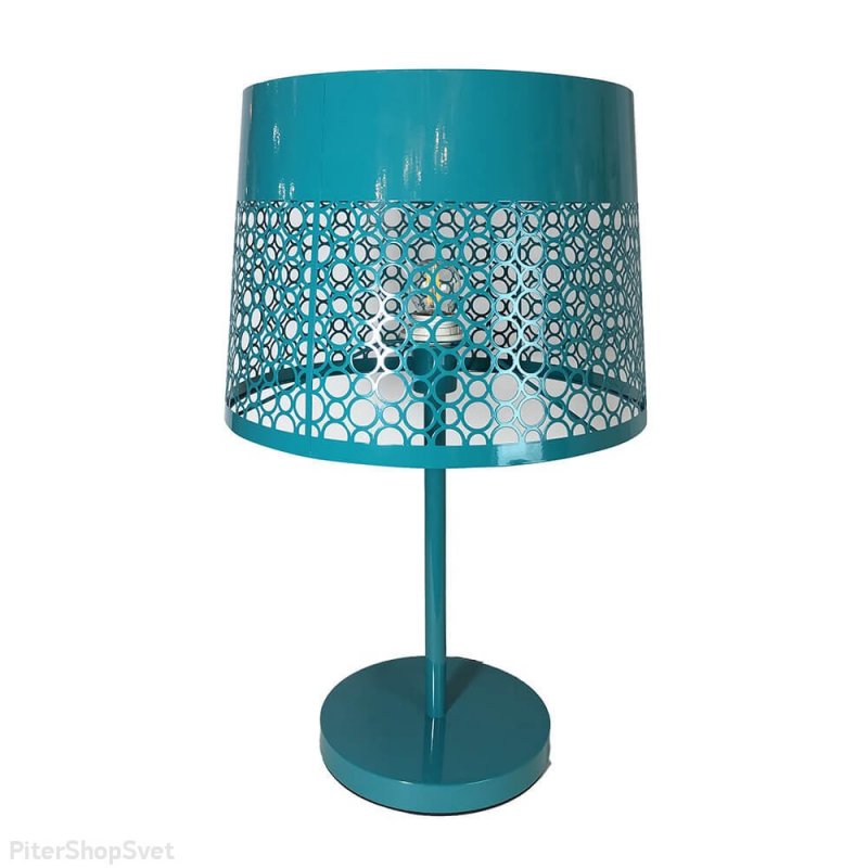 Бирюзовая настольная лампа из металла «Карвед» 39103.04.44.01C