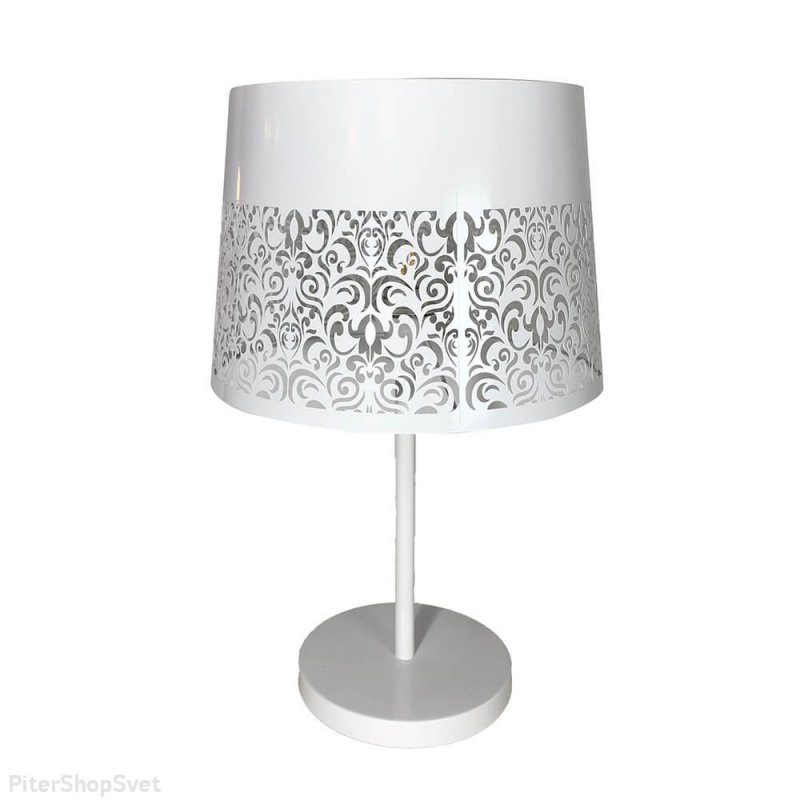 Белая настольная лампа из металла «Карвед» 39104.04.09.01C