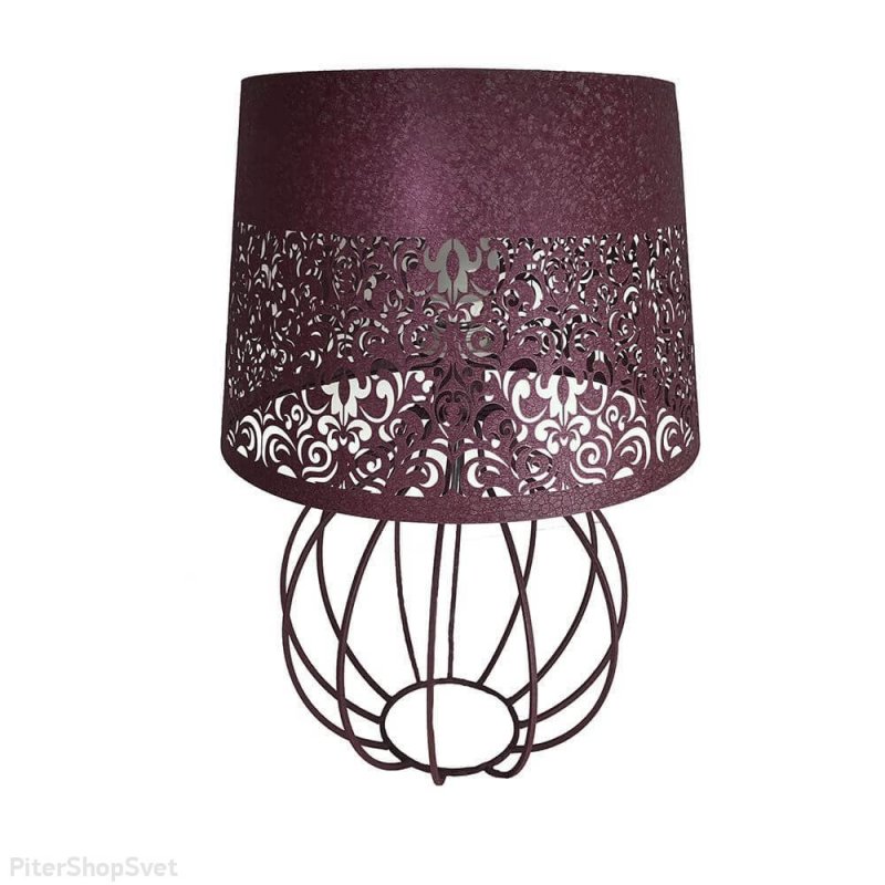 Бордовая настольная лампа из металла «Карвед» 39104.04.68.01B