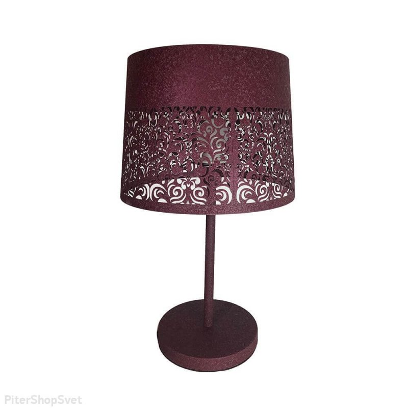 Металлическая настольная лампа бордового цвета «Карвед» 39104.04.68.01C