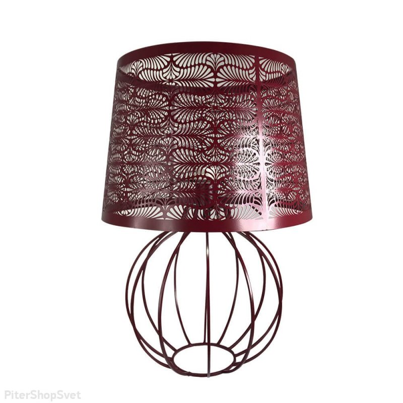 Металлическая настольная лампа бордового цвета «Карвед» 39105.04.12.01B