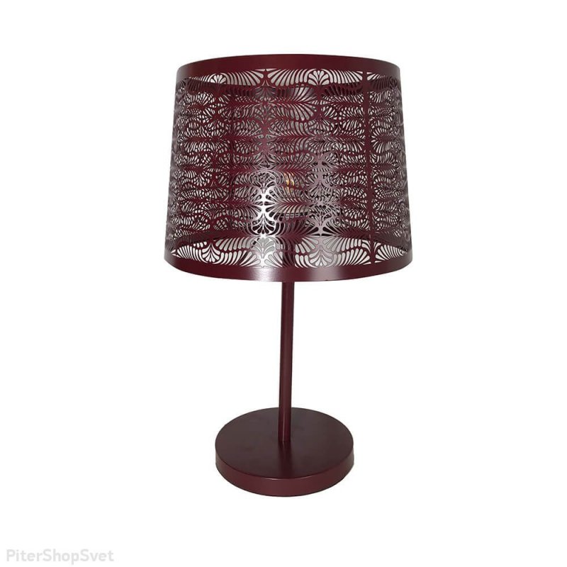 Бордовая настольная лампа из металла «Карвед» 39105.04.12.01C