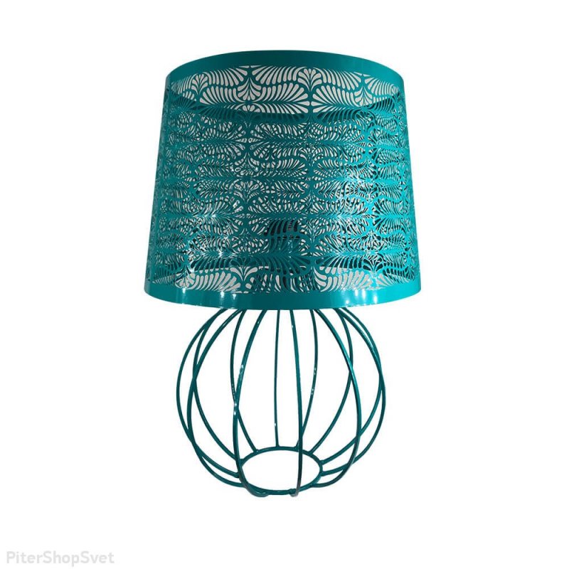 Настольная лампа бирюзового цвета из металла «Карвед» 39105.04.44.01B