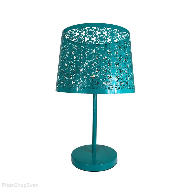 Бирюзовая настольная лампа из металла «Карвед» 39106.04.44.01C
