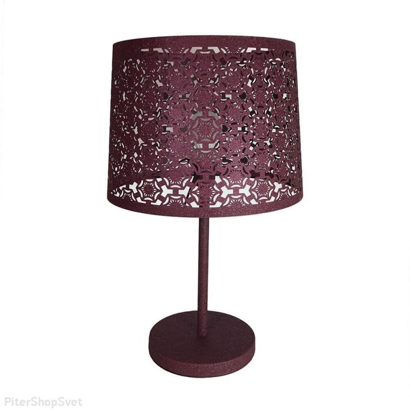 Бордовая настольная лампа из металла «Карвед» 39106.04.68.01C