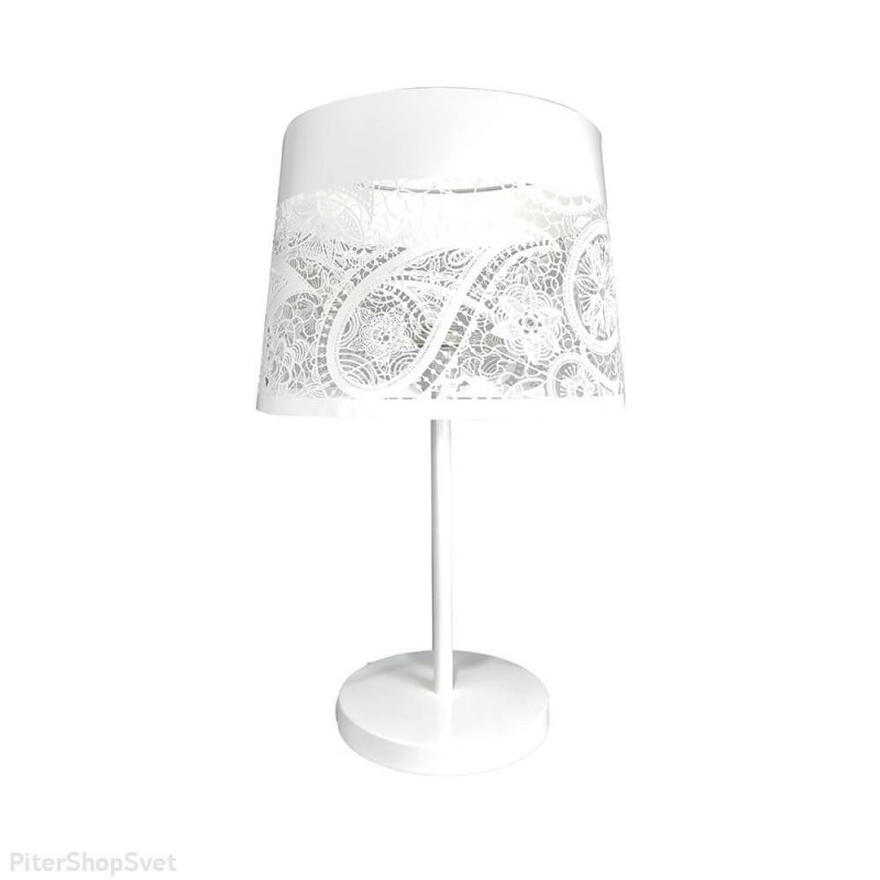 Белая настольная лампа с узорчатым абажуром «Карвед» 39107.04.09.01C