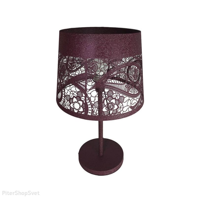 Металлическая настольная лампа бордового цвета «Карвед» 39107.04.68.01C
