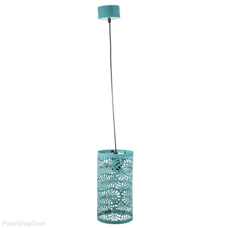 Подвесной светильник бирюзового цвета с узором «Карвед» 39305.01.44.01