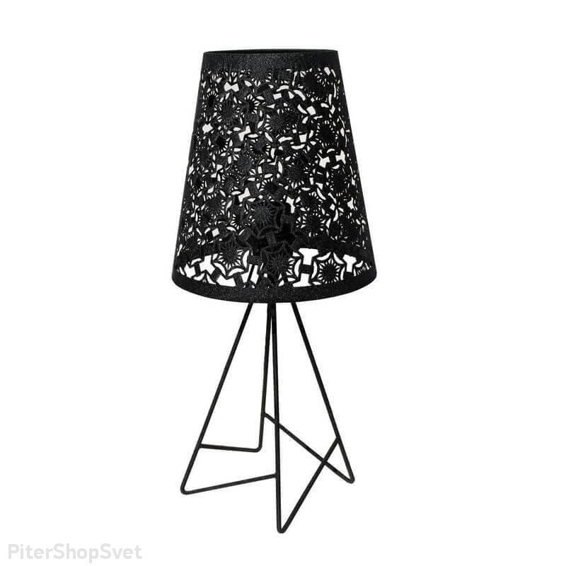 Чёрная настольная лампа с металлическим абажуром «Карвед» 39406.04.80.01D