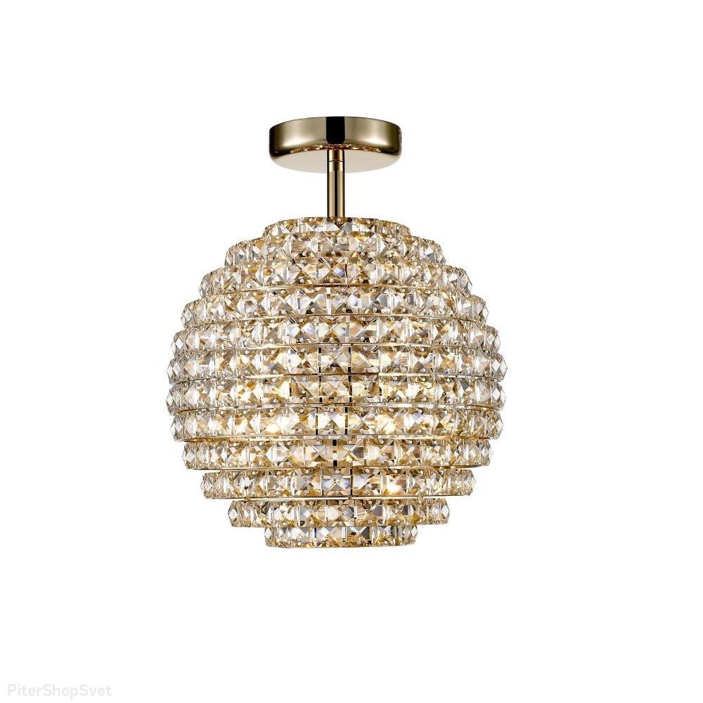Потолочный светильник в форме шара цвета золото и тонированного хрусталя 1097-4CL