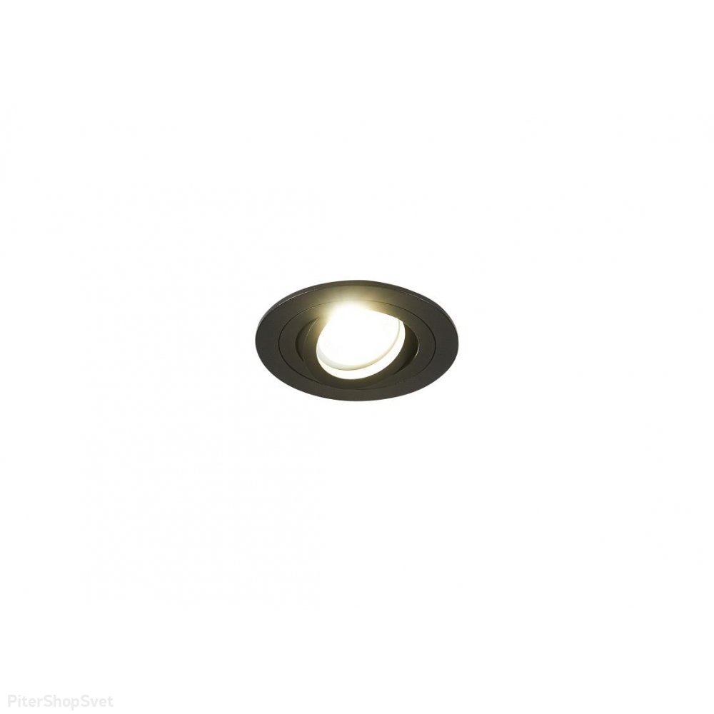 Чёрный встраиваемый круглый поворотный светильник 2023-1DLB