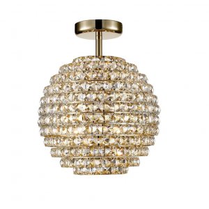 Потолочный светильник в форме шара цвета золото и тонированного хрусталя