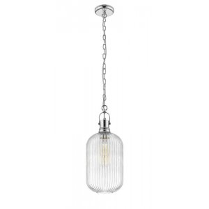 Подвесной светильник цвета хром с плафоном из рифленого прозрачного стекла