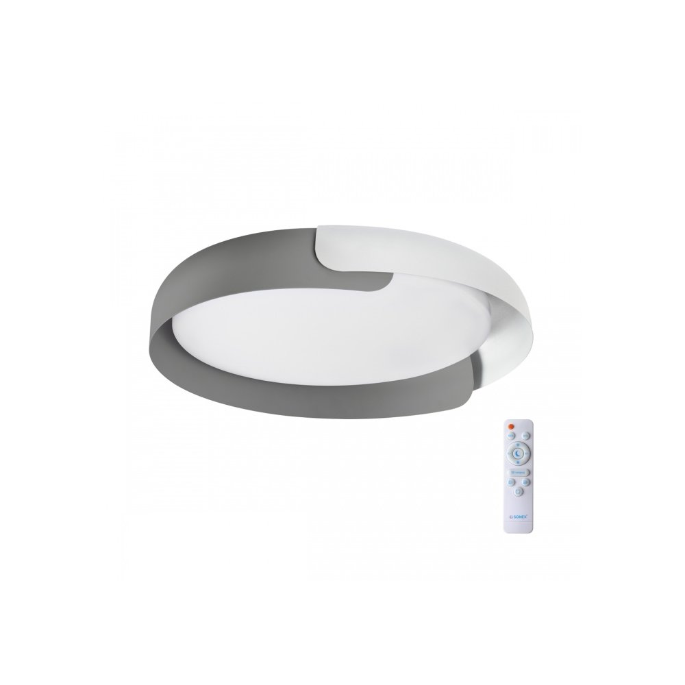 Серо-белая круглая светодиодная потолочная люстра 60Вт с пультом «Antares» 7707/60L