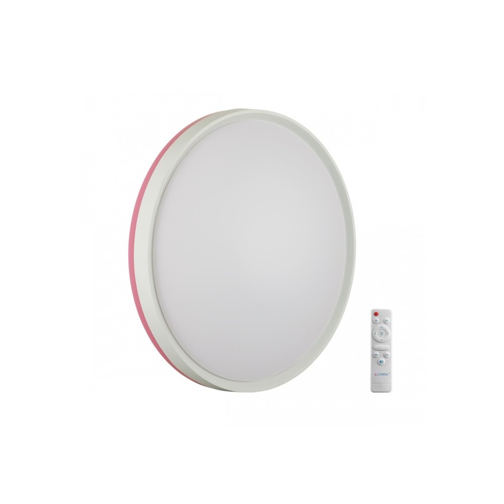 Бело-розовый круглый потолочный светодиодный светильник 70Вт с пультом «KEZO PINK» 7708/EL