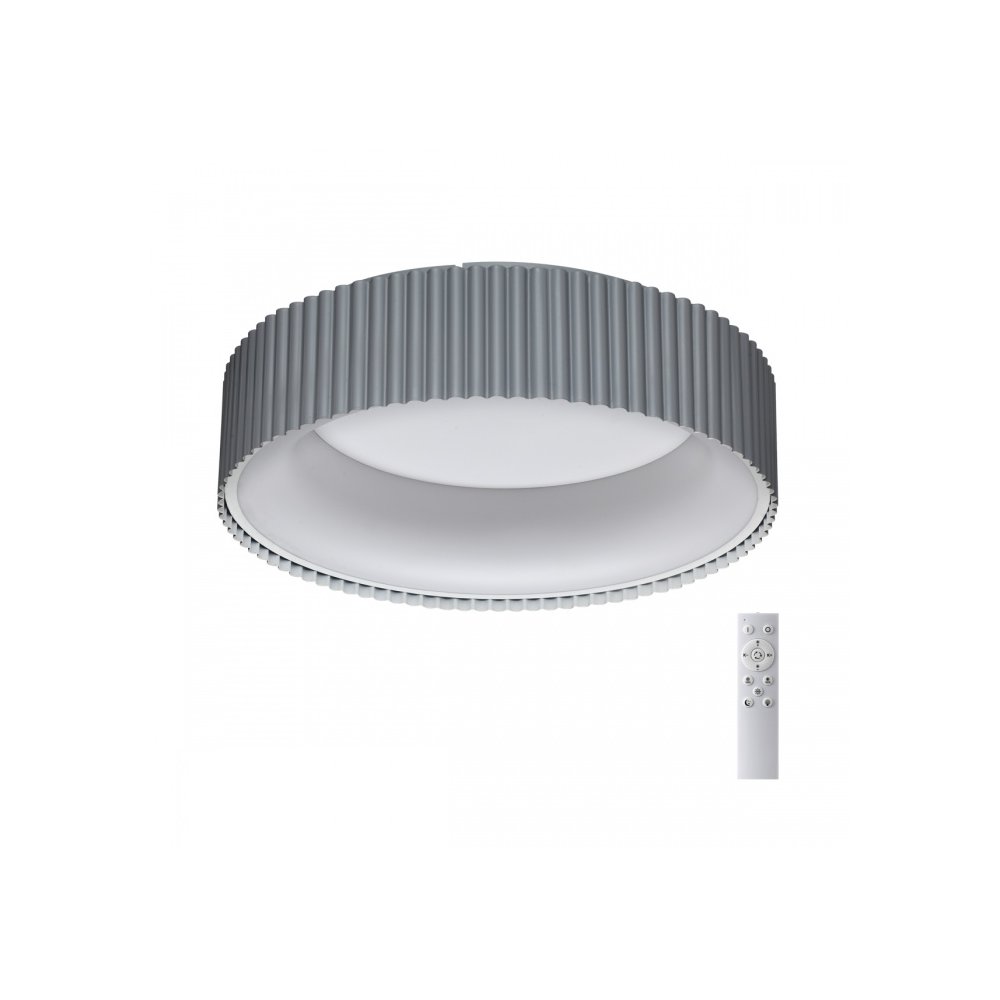 Серый круглый потолочный светильник барабан с пультом «Sharmel» 7713/56L