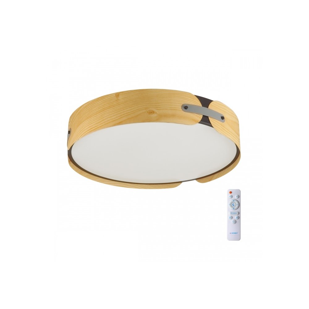 Круглый потолочный светильник барабан с деревянным декором «Coraggio» 7721/100L