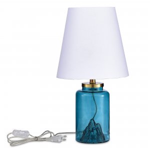 Настольная лампа со стеклянным основанием, синий/белый «Ande»