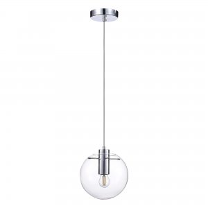 Подвесной светильник шар D20см, хром/прозрачный «Noor»