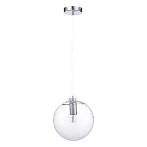 Подвесной светильник шар D25см, хром/прозрачный «Noor»