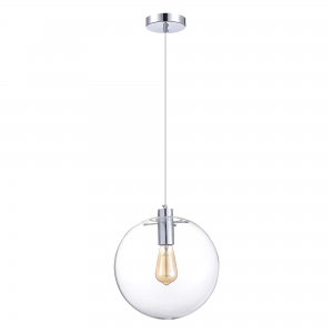 Подвесной светильник шар D30см, хром/прозрачный «Noor»
