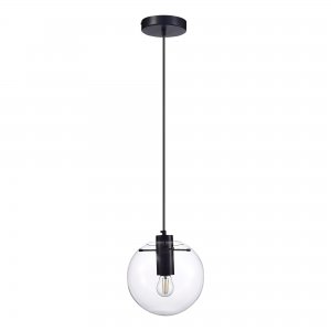 Подвесной светильник шар D20см, чёрный/прозрачный «Noor»