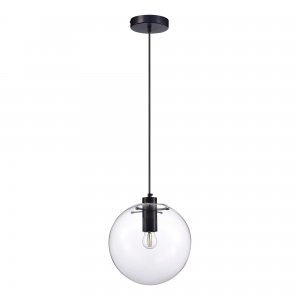 Подвесной светильник шар D25см, чёрный/прозрачный «Noor»