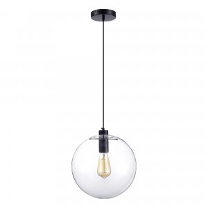 Подвесной светильник шар D30см, чёрный/прозрачный «Noor»