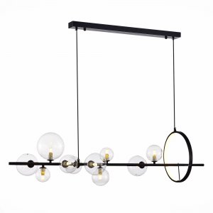 Длинный подвесной светильник с шарами и кольцом, чёрный/прозрачный «Necton»