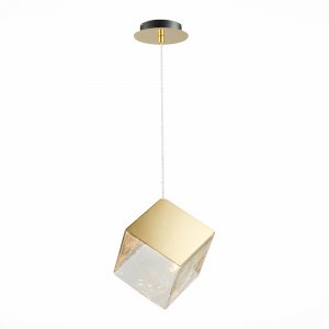 Золотистый подвесной светильник куб «RIELLO»