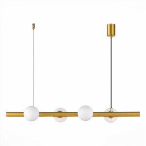Длинный подвесной светильник с шарами золотой/белый «Asolo»