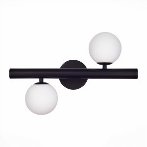 Настенный светильник с плафонами шар чёрный/белый «Asolo»