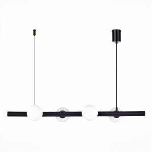 Длинный подвесной светильник с шарами чёрный/белый «Asolo»