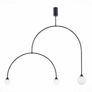 Потолочный светильник две дуги с шарами, чёрный/белый «Vive»