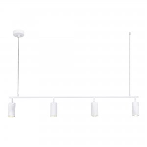Белый длинный подвесной светильник со спотами «Kendo»