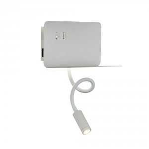 Белое бра с полкой и USB портом «PINAGGIO»