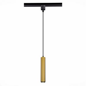 Трековый однофазный подвесной светильник цилиндр, чёрный/золотистый «Однофазная Трековая Система»