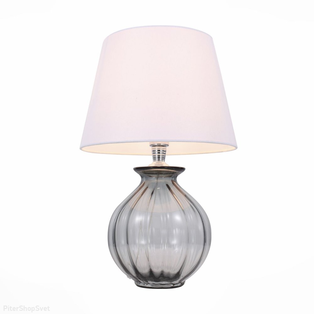 Дымчатая стеклянная настольная лампа с белым абажуром «Ampolla» SL968.404.01