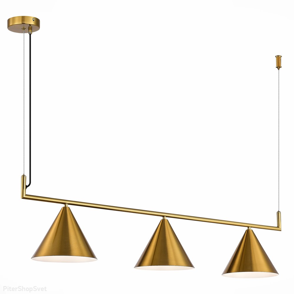 Длинный подвесной светильник с конусами, латунь «DIZZIE» SL1007.203.03
