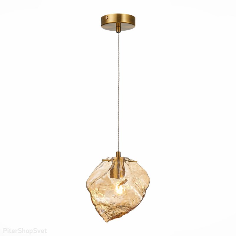 Подвесной светильник цвета латуни с янтарным плафоном «Portici» SL1175.303.01