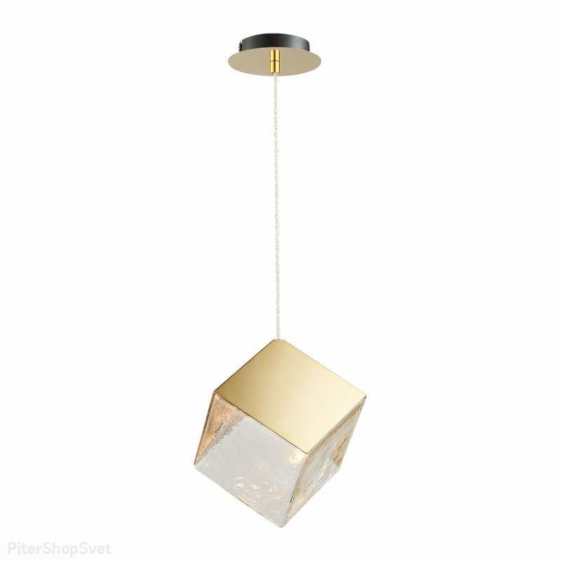 Золотистый подвесной светильник куб «RIELLO» SL1182.203.01