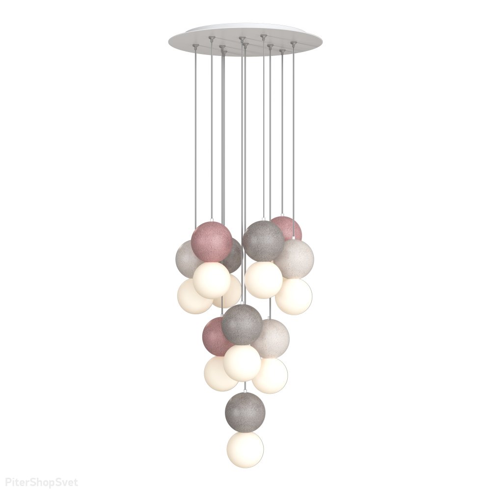 Бетонный подвесной светильник с шарами на круглом основании «Estruzzo» SL1512.503.10
