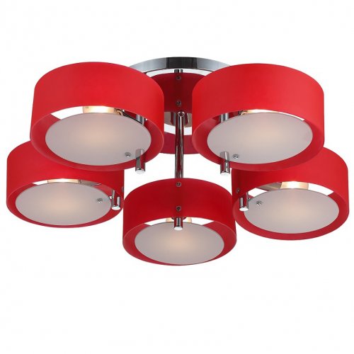 Люстра с пятью круглыми плафонами красного цвета SL483.602.05 FOREST St Luce