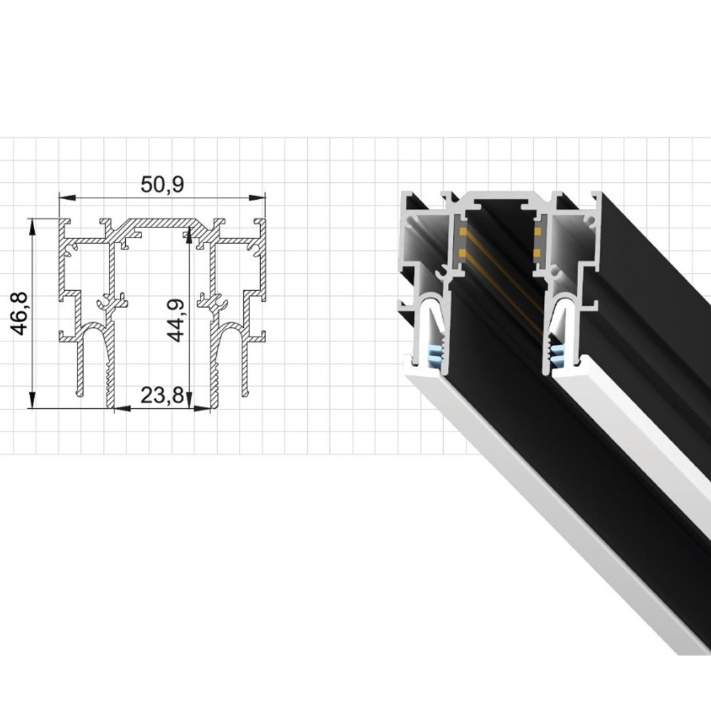 2м шинопровод в натяжной потолок 48В «SKYLINE 48» ST003.429.02