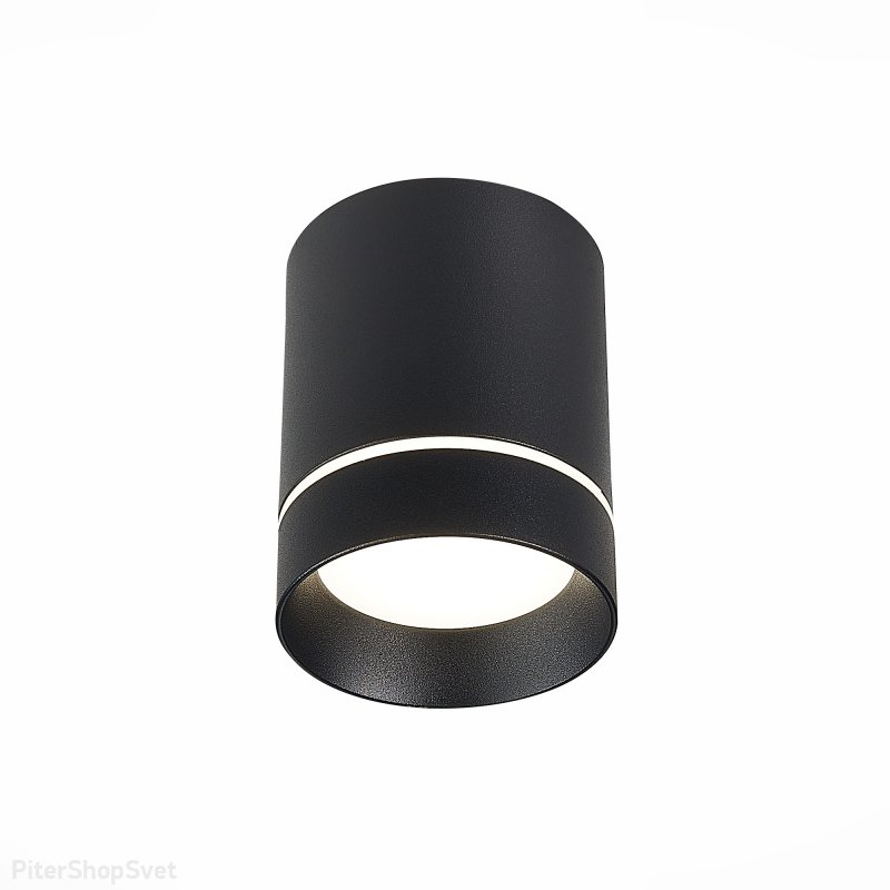 Чёрный накладной потолочный светильник цилиндр 7Вт 3000К ST115.432.07