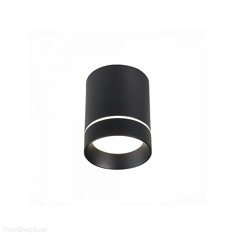 Чёрный накладной потолочный светильник цилиндр 12Вт 3000К ST115.432.12