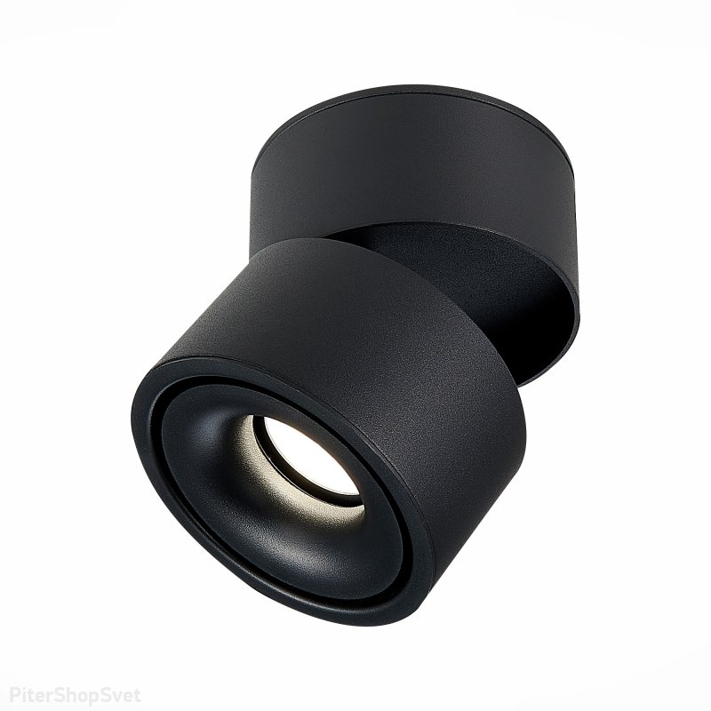 Чёрный накладной поворотный светильник 12Вт 3000К ST652.432.12
