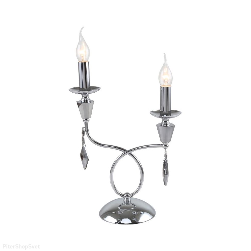 Хромированная настольная лампа свечи с дымчатыми подвесками «Grace» 1053/09/02T