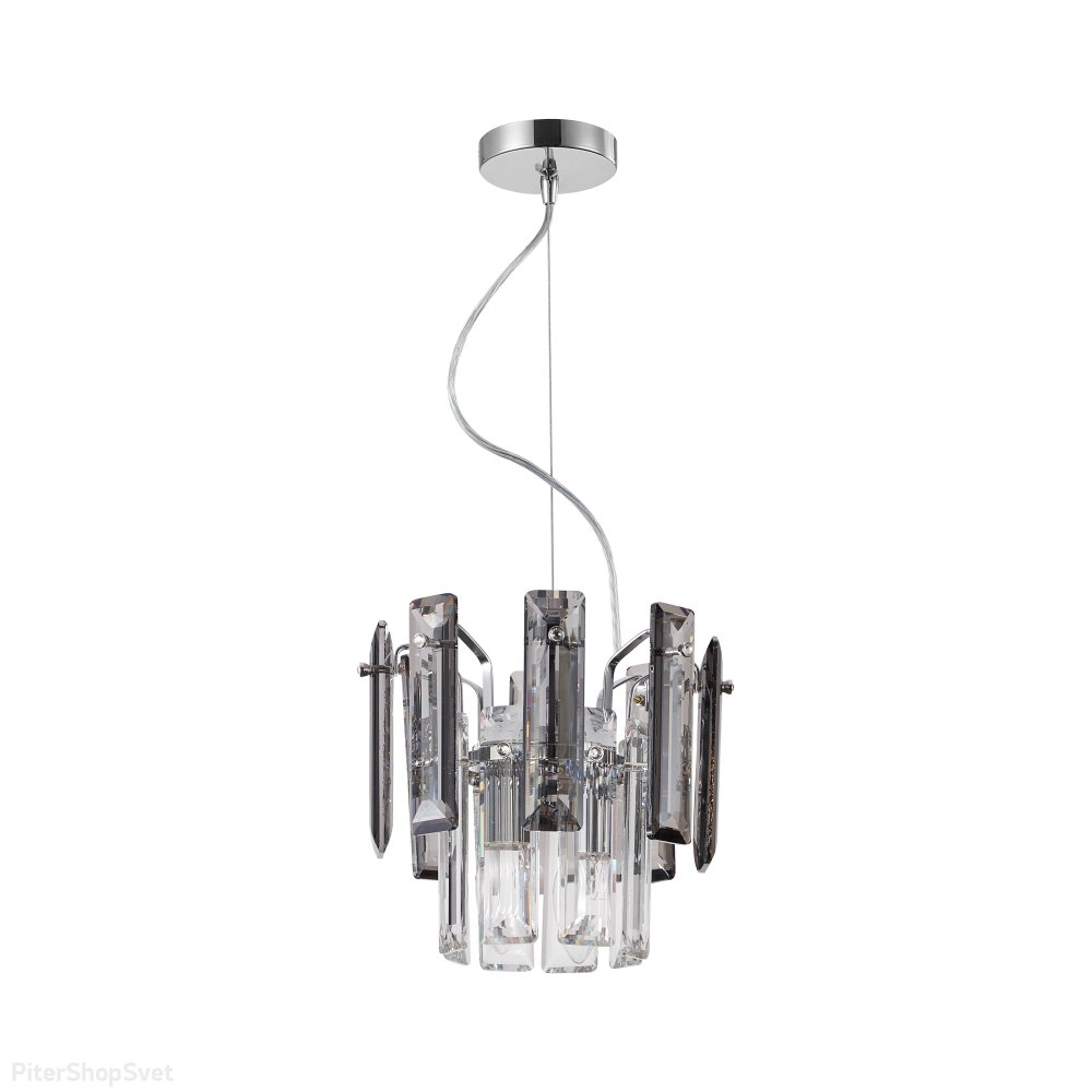 Хромированный подвесной светильник с дымчатым и прозрачным хрусталём «Ton» 2159/09/02P