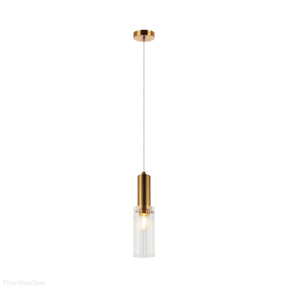 Подвесной светильник с плафоном цилиндр, бронзовый/прозрачный «Wunder» 2160/05/01P